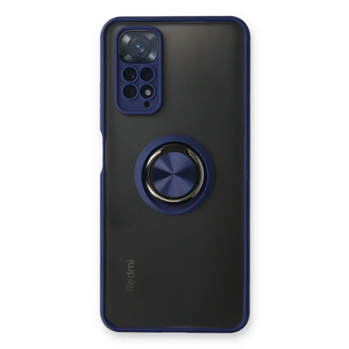 BUĞZ Xiaomi Redmi Note 11 Kılıf Montreal Yüzüklü Silikon Kapak - Lacivert