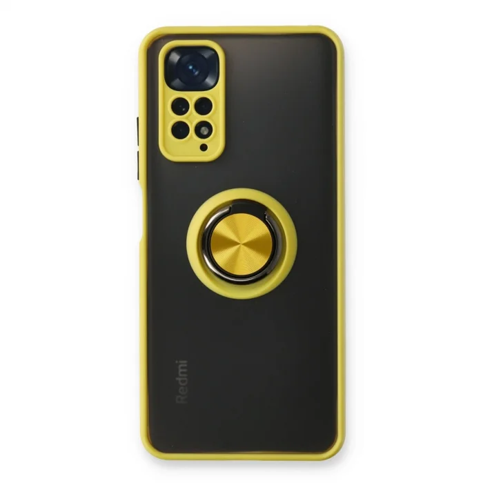 BUĞZ Xiaomi Redmi Note 11 Kılıf Montreal Yüzüklü Silikon Kapak - Sarı
