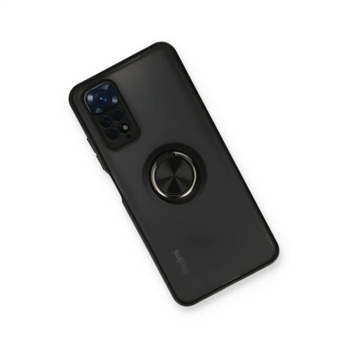 BUĞZ Xiaomi Redmi Note 11 Kılıf Montreal Yüzüklü Silikon Kapak - Siyah