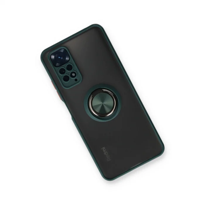 BUĞZ Xiaomi Redmi Note 11 Kılıf Montreal Yüzüklü Silikon Kapak - Yeşil