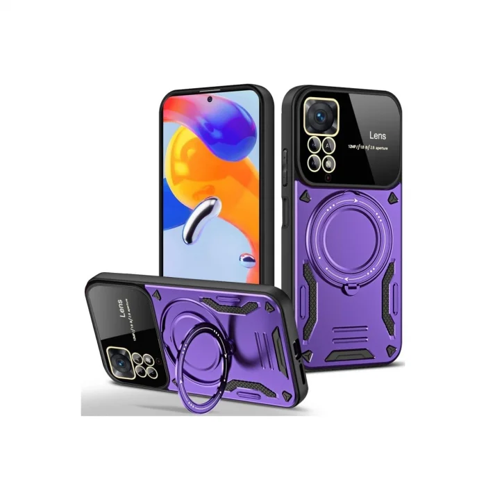 BUĞZ Xiaomi Redmi Note 11 Pro Kılıf Joy Lens Standlı Kapak - Mor