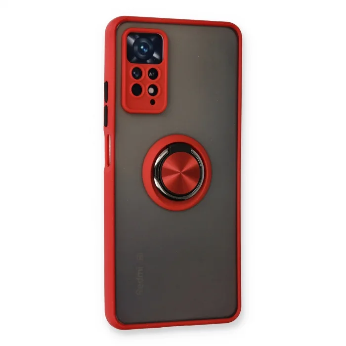 BUĞZ Xiaomi Redmi Note 11 Pro Kılıf Montreal Yüzüklü Silikon Kapak - Kırmızı