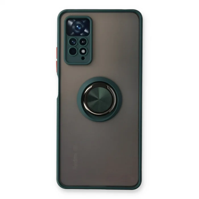 BUĞZ Xiaomi Redmi Note 11 Pro Kılıf Montreal Yüzüklü Silikon Kapak - Yeşil