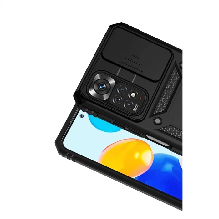 BUĞZ Xiaomi Redmi Note 11 Pro Kılıf Pars Lens Yüzüklü Silikon - Siyah