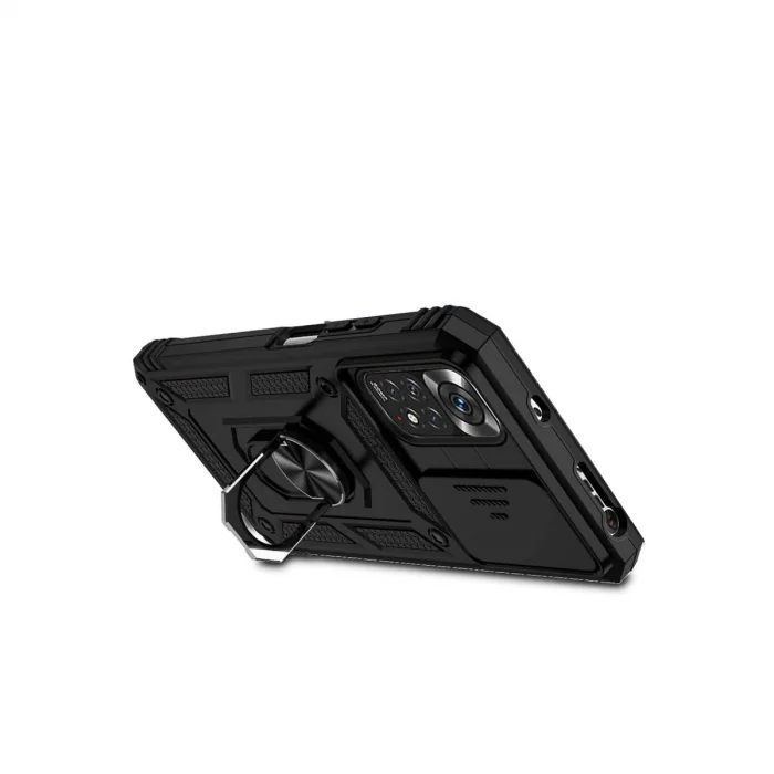 BUĞZ Xiaomi Redmi Note 11 Pro Kılıf Pars Lens Yüzüklü Silikon - Siyah