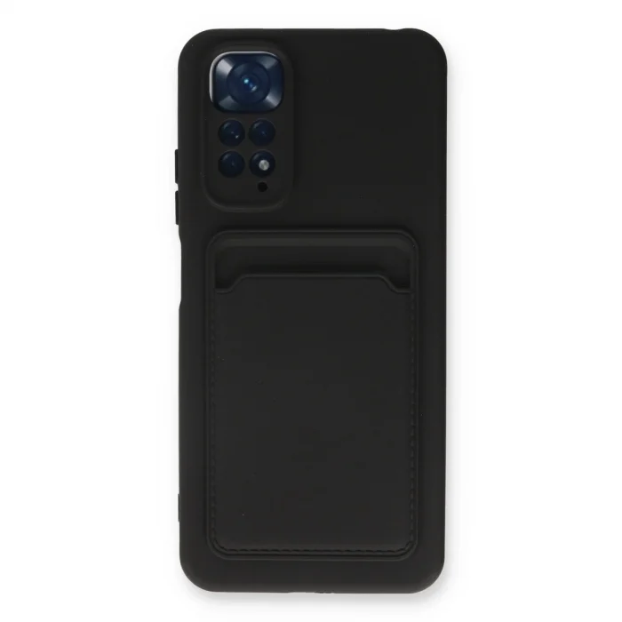 BUĞZ Xiaomi Redmi Note 11s Kılıf Kelvin Kartvizitli Silikon - Siyah