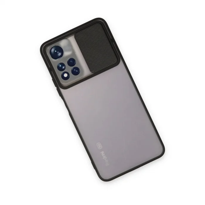 BUĞZ Xiaomi Redmi Note 11t Kılıf Palm Buzlu Kamera Sürgülü Silikon - Siyah