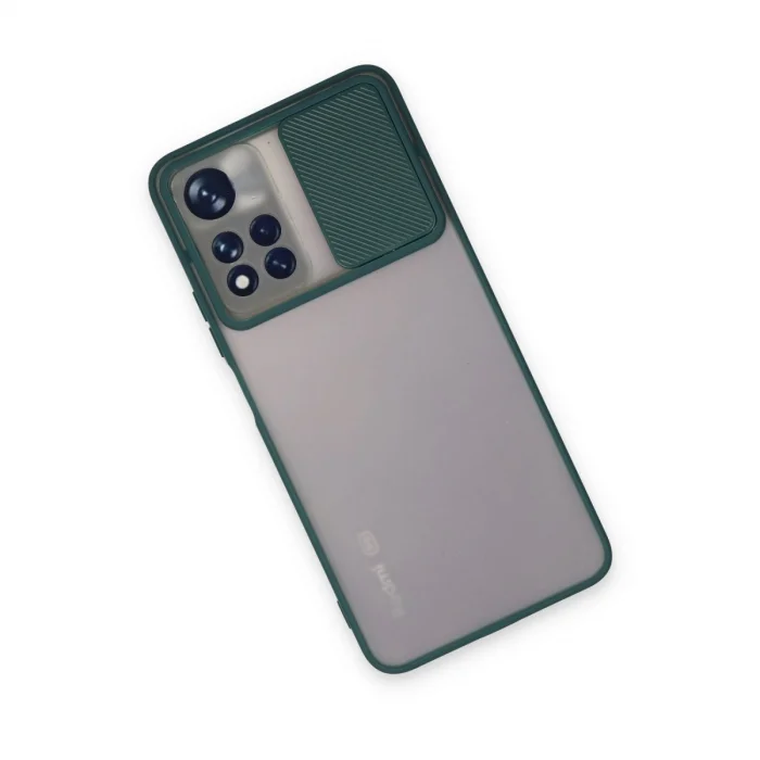 BUĞZ Xiaomi Redmi Note 11t Kılıf Palm Buzlu Kamera Sürgülü Silikon - Yeşil