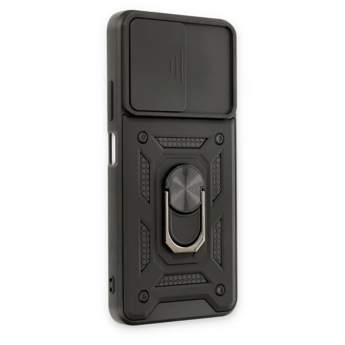 BUĞZ Xiaomi Redmi Note 11t Kılıf Pars Lens Yüzüklü Silikon - Siyah