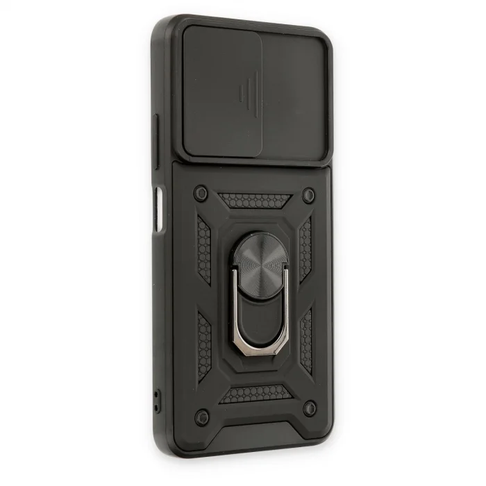 BUĞZ Xiaomi Redmi Note 11t Kılıf Pars Lens Yüzüklü Silikon - Siyah