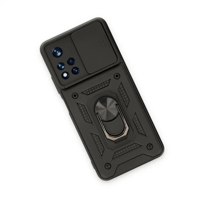 BUĞZ Xiaomi Redmi Note 11t Kılıf Pars Lens Yüzüklü Silikon - Siyah