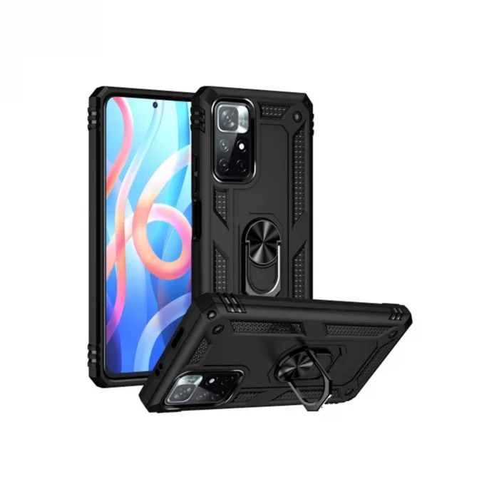 BUĞZ Xiaomi Redmi Note 11t Kılıf Sofya Yüzüklü Silikon Kapak - Siyah