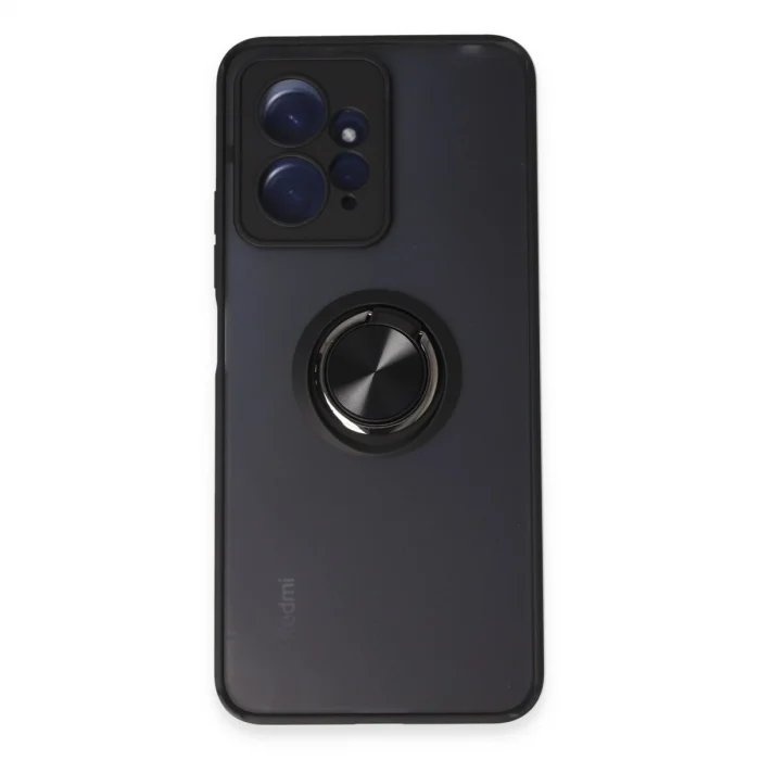 BUĞZ Xiaomi Redmi Note 12 4g Kılıf Montreal Yüzüklü Silikon Kapak - Siyah