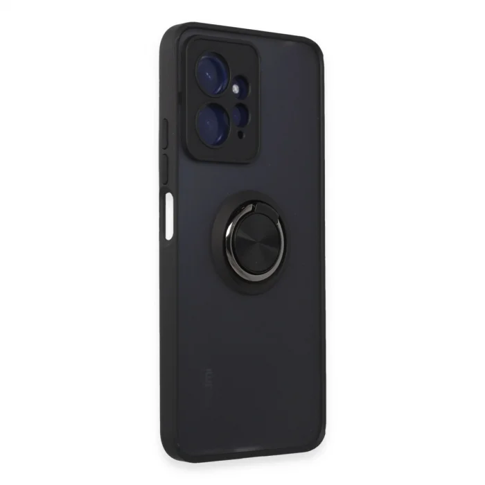 BUĞZ Xiaomi Redmi Note 12 4g Kılıf Montreal Yüzüklü Silikon Kapak - Siyah