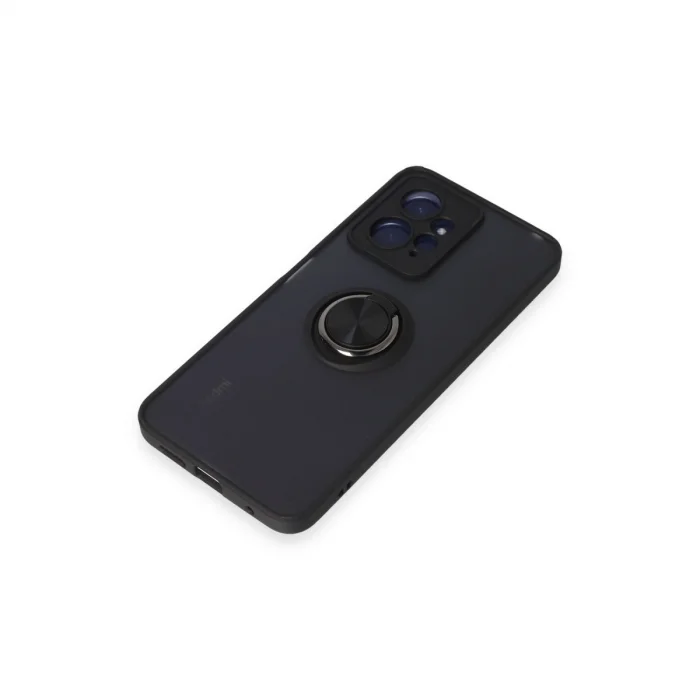 BUĞZ Xiaomi Redmi Note 12 4g Kılıf Montreal Yüzüklü Silikon Kapak - Siyah