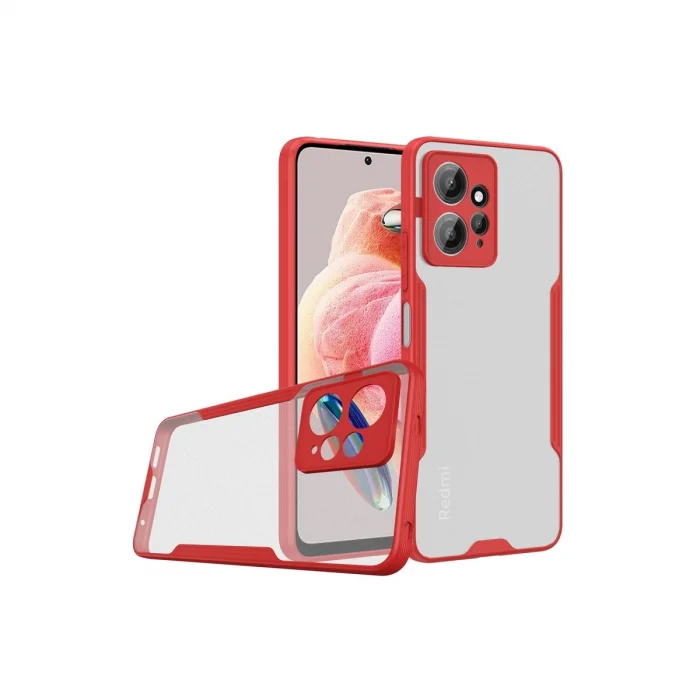 BUĞZ Xiaomi Redmi Note 12 4g Kılıf Platin Silikon - Kırmızı