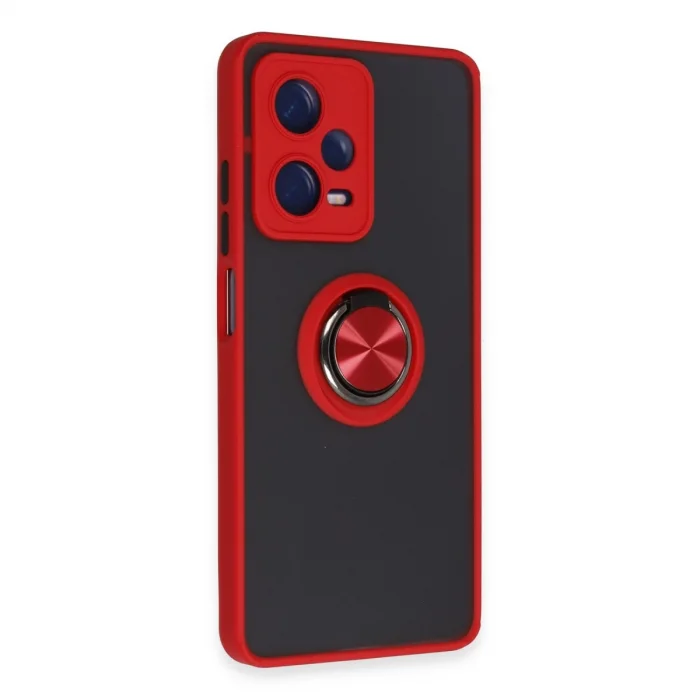 BUĞZ Xiaomi Redmi Note 12 5g Kılıf Montreal Yüzüklü Silikon Kapak - Kırmızı