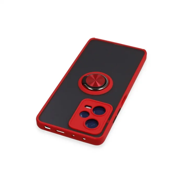 BUĞZ Xiaomi Redmi Note 12 5g Kılıf Montreal Yüzüklü Silikon Kapak - Kırmızı