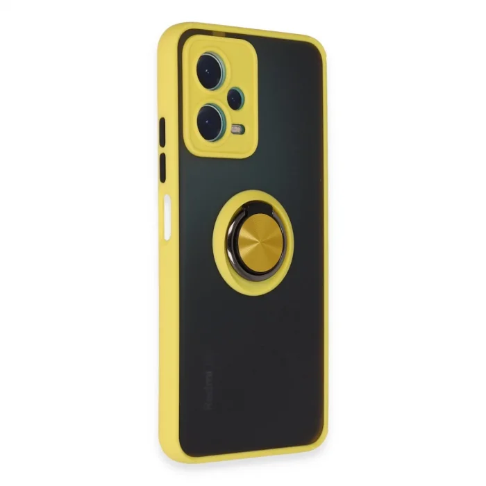 BUĞZ Xiaomi Redmi Note 12 5g Kılıf Montreal Yüzüklü Silikon Kapak - Sarı