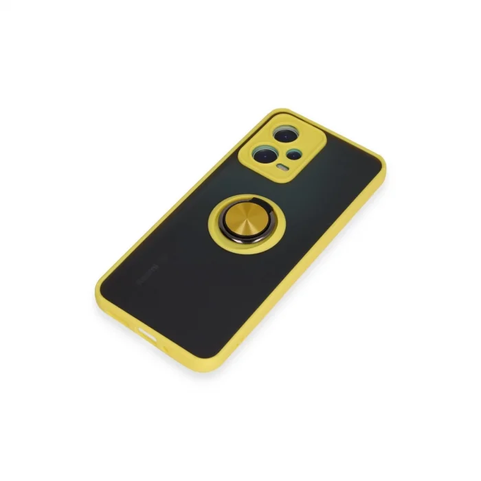 BUĞZ Xiaomi Redmi Note 12 5g Kılıf Montreal Yüzüklü Silikon Kapak - Sarı