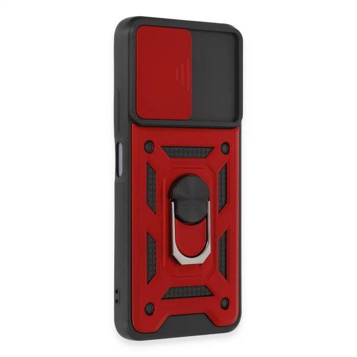 BUĞZ Xiaomi Redmi Note 12 5g Kılıf Pars Lens Yüzüklü Silikon - Kırmızı