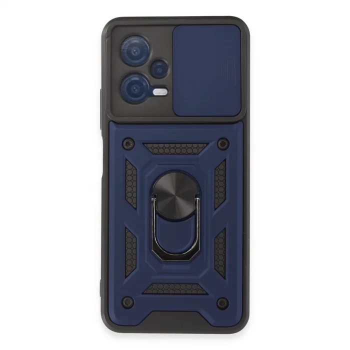 BUĞZ Xiaomi Redmi Note 12 5g Kılıf Pars Lens Yüzüklü Silikon - Lacivert