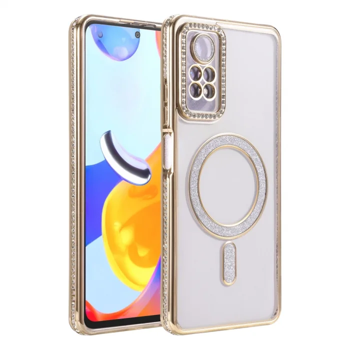 BUĞZ Xiaomi Redmi Note 12 Pro 4g Joke Simli Magneticsafe Kılıf - Gold