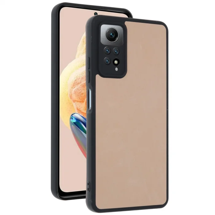 BUĞZ Xiaomi Redmi Note 12 Pro 4g Kılıf Aras Deri Kapak - Pudra