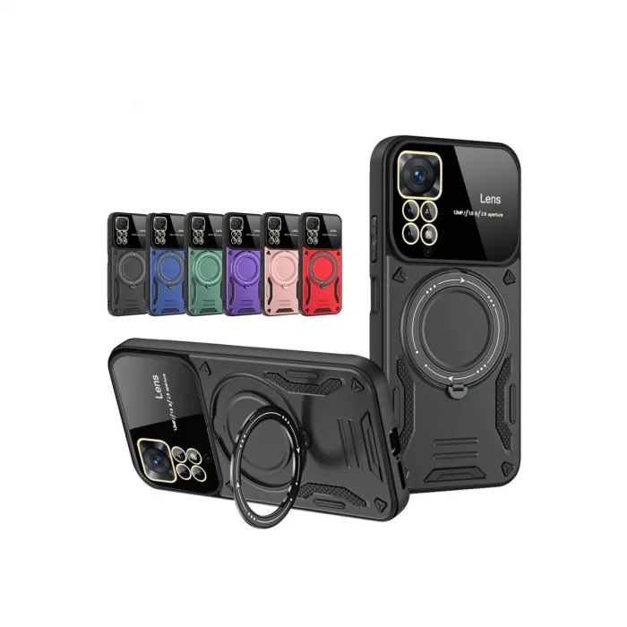 BUĞZ Xiaomi Redmi Note 12 Pro 4g Kılıf Joy Lens Standlı Kapak - Kırmızı