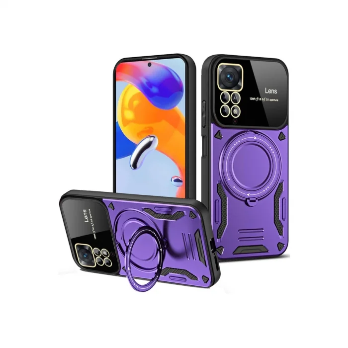 BUĞZ Xiaomi Redmi Note 12 Pro 4g Kılıf Joy Lens Standlı Kapak - Mor