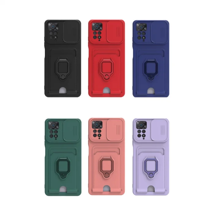 BUĞZ Xiaomi Redmi Note 12 Pro 4g Kılıf Zuma Kartvizitli Yüzüklü Silikon - Kırmızı