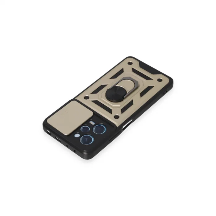 BUĞZ Xiaomi Redmi Note 12 Pro 5g Kılıf Pars Lens Yüzüklü Silikon - Gold