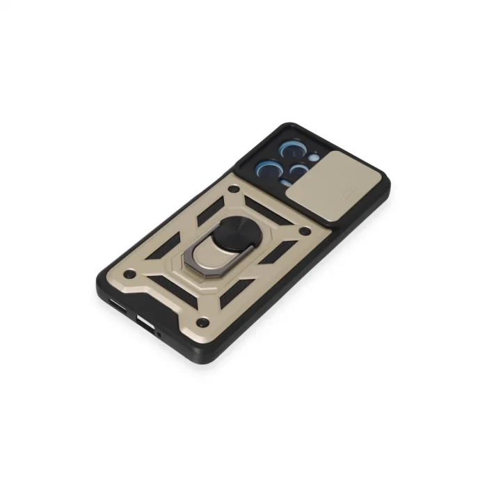 BUĞZ Xiaomi Redmi Note 12 Pro 5g Kılıf Pars Lens Yüzüklü Silikon - Gold