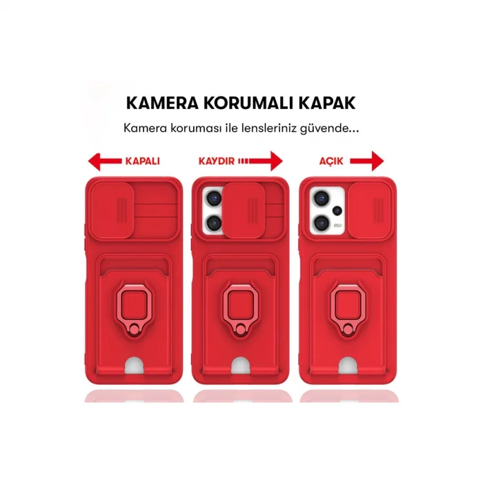 BUĞZ Xiaomi Redmi Note 12 Pro 5g Kılıf Zuma Kartvizitli Yüzüklü Silikon - Lila