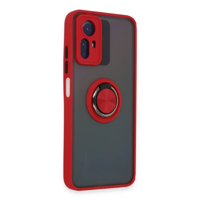 BUĞZ Xiaomi Redmi Note 12s Kılıf Montreal Yüzüklü Silikon Kapak - Kırmızı