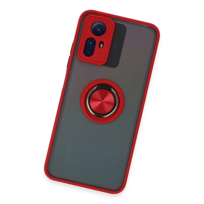 BUĞZ Xiaomi Redmi Note 12s Kılıf Montreal Yüzüklü Silikon Kapak - Kırmızı