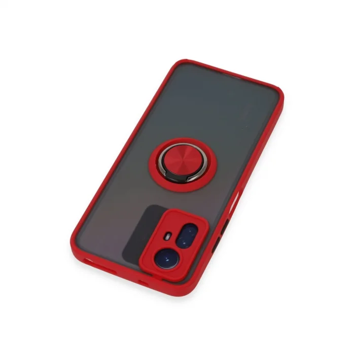 BUĞZ Xiaomi Redmi Note 12s Kılıf Montreal Yüzüklü Silikon Kapak - Kırmızı