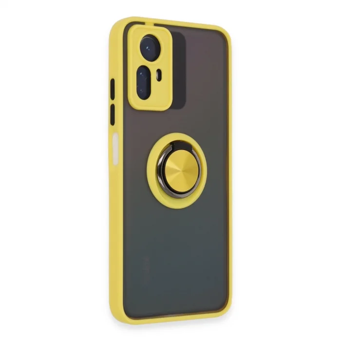 BUĞZ Xiaomi Redmi Note 12s Kılıf Montreal Yüzüklü Silikon Kapak - Sarı