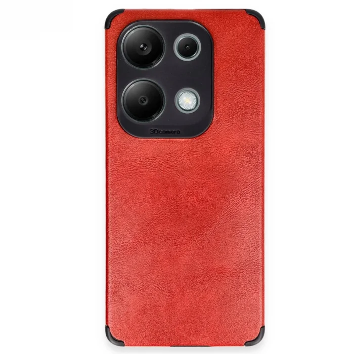 BUĞZ Xiaomi Redmi Note 13 4g Kılıf Loop Deri Silikon - Kırmızı