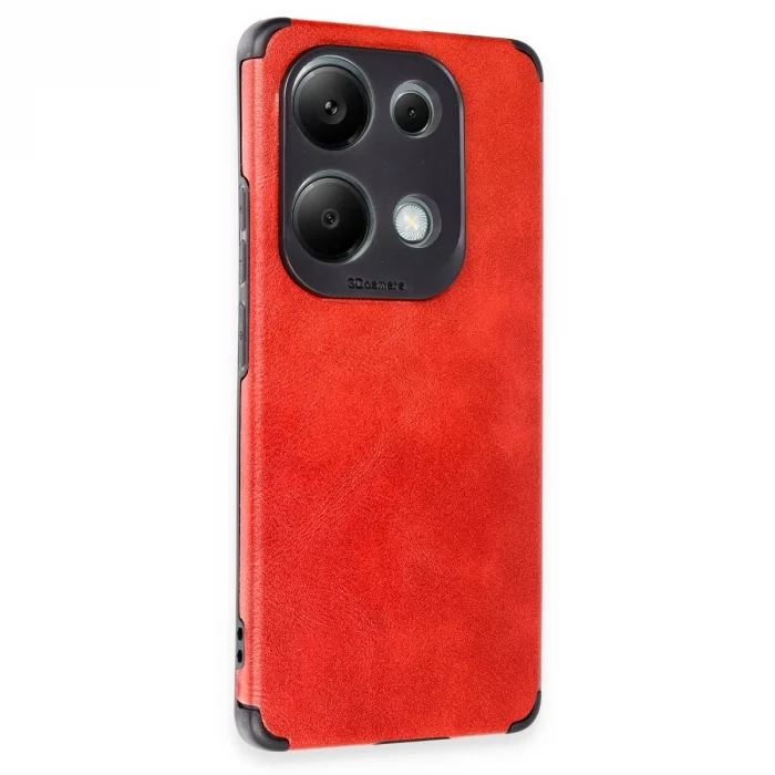 BUĞZ Xiaomi Redmi Note 13 4g Kılıf Loop Deri Silikon - Kırmızı