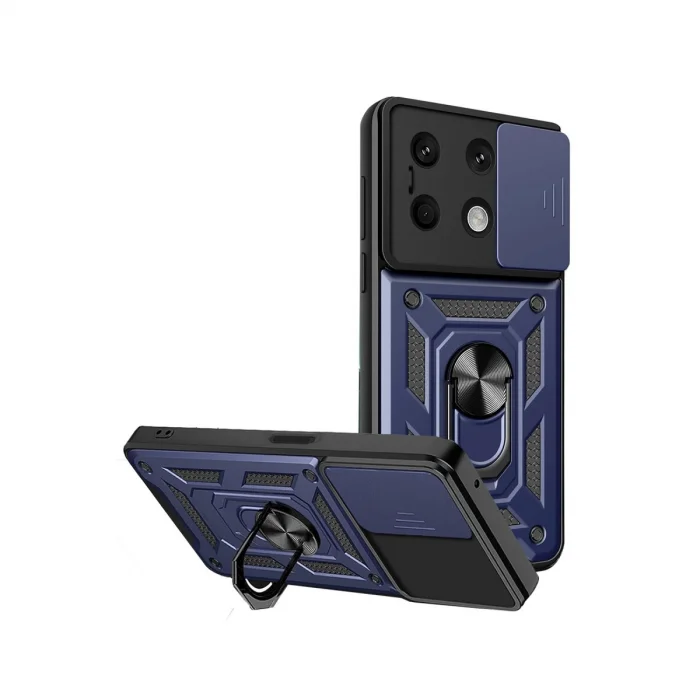 BUĞZ Xiaomi Redmi Note 13 4g Kılıf Pars Lens Yüzüklü Silikon - Lacivert