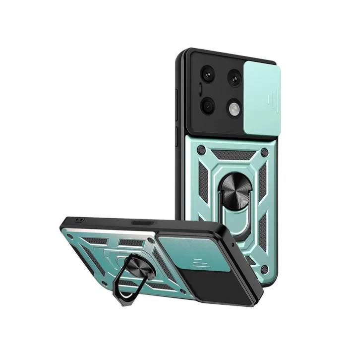 BUĞZ Xiaomi Redmi Note 13 4g Kılıf Pars Lens Yüzüklü Silikon - Yeşil