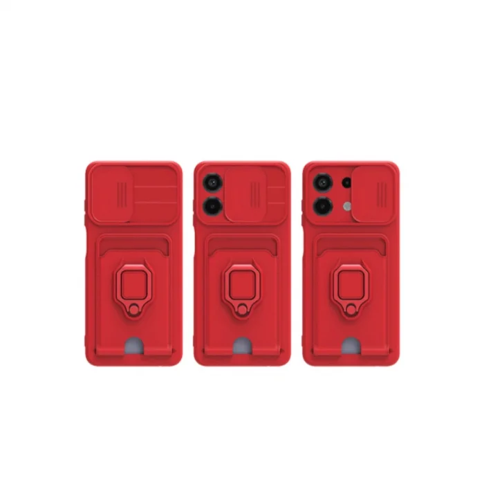 BUĞZ Xiaomi Redmi Note 13 4g Kılıf Zuma Kartvizitli Yüzüklü Silikon - Yeşil