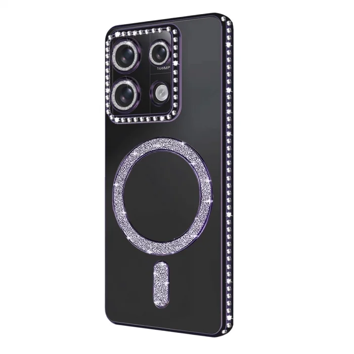 BUĞZ Xiaomi Redmi Note 13 Pro 4g Joke Simli Magneticsafe Kılıf - Derin Mor