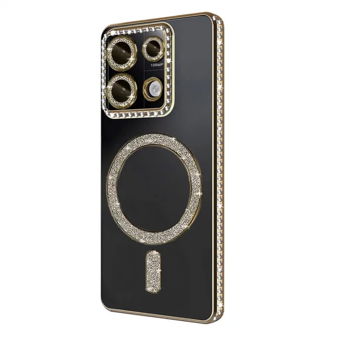 BUĞZ Xiaomi Redmi Note 13 Pro 4g Joke Simli Magneticsafe Kılıf - Gold