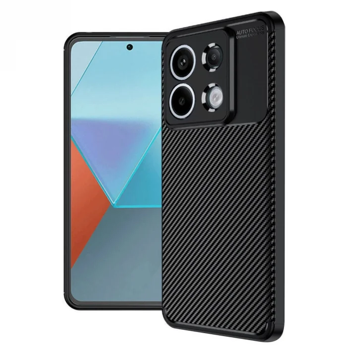 BUĞZ Xiaomi Redmi Note 13 Pro 4g Kılıf Auto Focus Karbon Kapak - Siyah