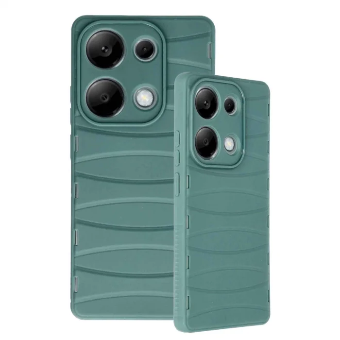 BUĞZ Xiaomi Redmi Note 13 Pro 4g Kılıf Bibercas Silikon Kapak - Koyu Yeşil