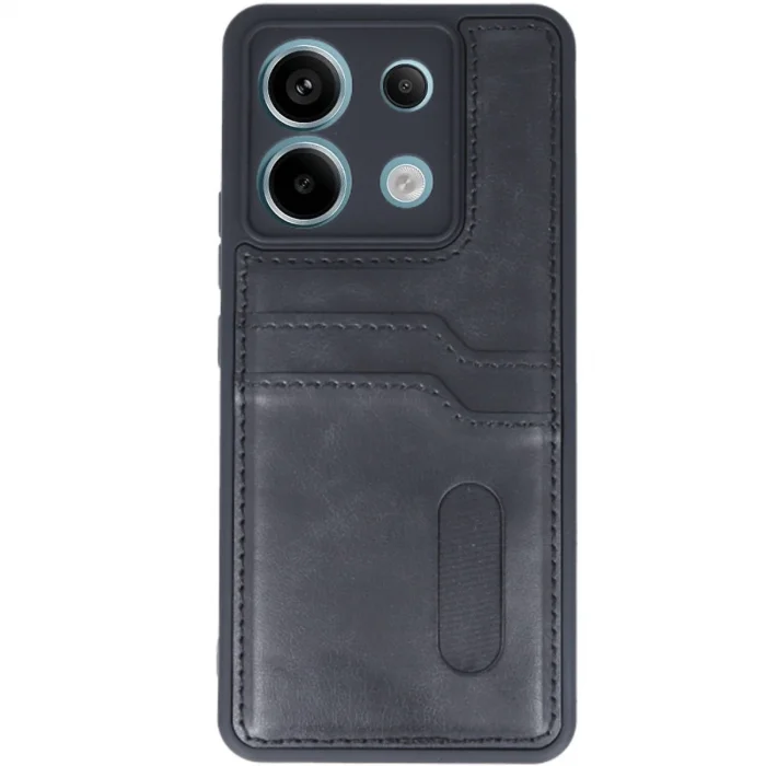 BUĞZ Xiaomi Redmi Note 13 Pro 4g Kılıf Sara Kartvizitli Deri Kılıf - Siyah