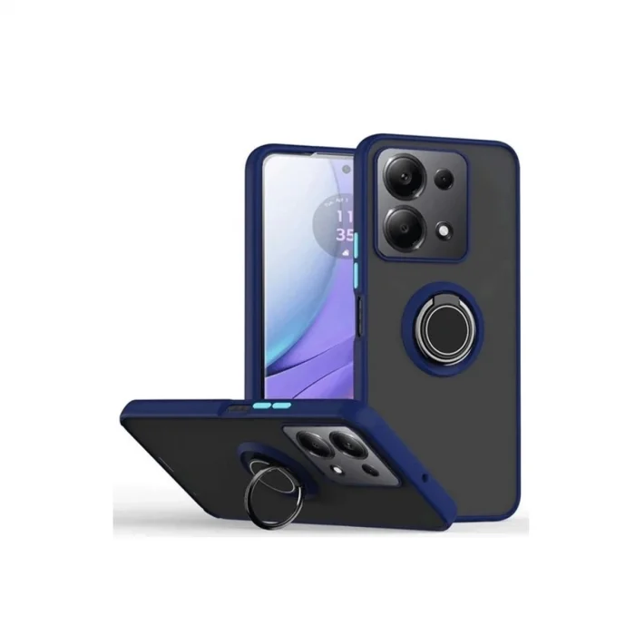 BUĞZ Xiaomi Redmi Note 13 Pro 5g Kılıf Montreal Yüzüklü Silikon Kapak - Lacivert