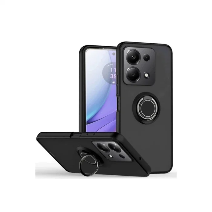 BUĞZ Xiaomi Redmi Note 13 Pro 5g Kılıf Montreal Yüzüklü Silikon Kapak - Siyah